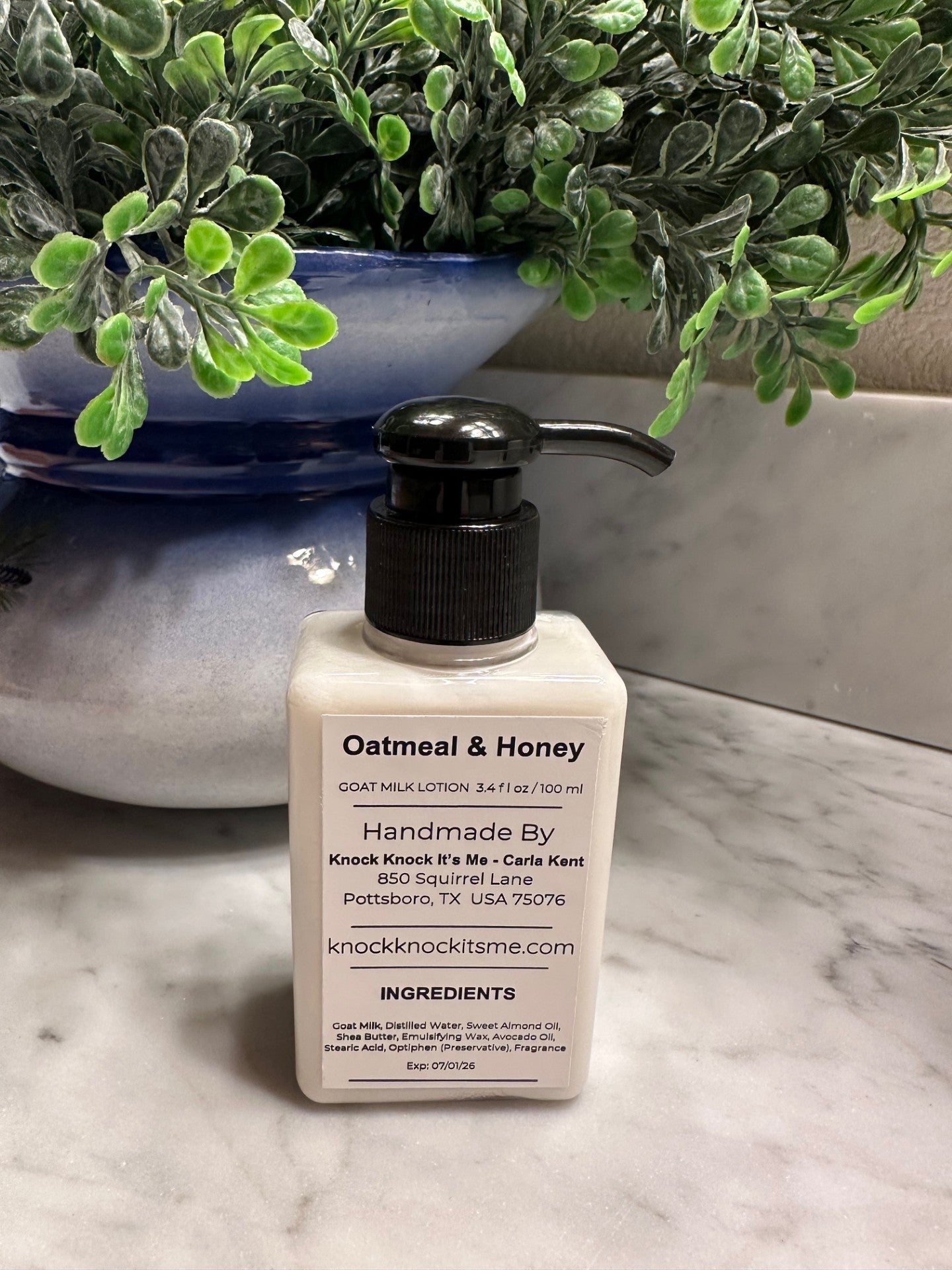 Goat Milk Lotion- 3.4 oz Bottle- Oatmeal & Honey