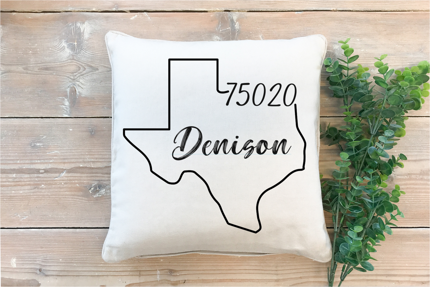 Pillow Cover- State/City- Custom City and State Denison