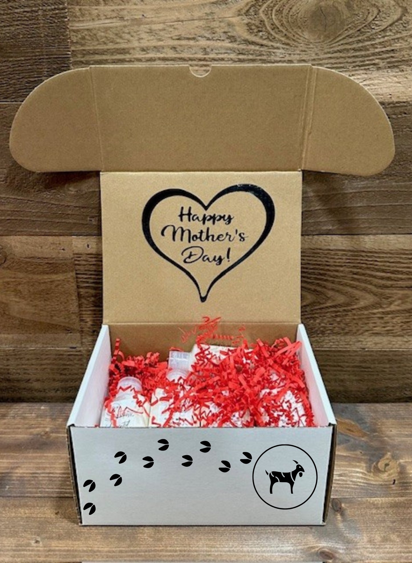 Mother's Day Gift Box- 5 Bottles of Goat Milk Lotion-Notepad- and Rose Petal Sachet