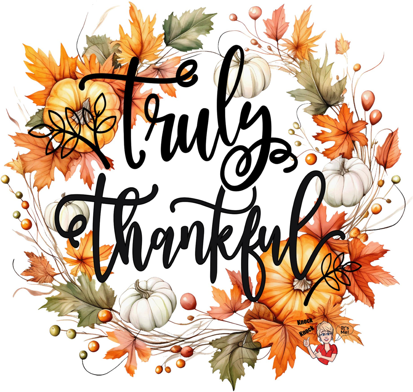 Pillow Cover- Holiday/Events- Fall- Fall wreath Truly Thankful