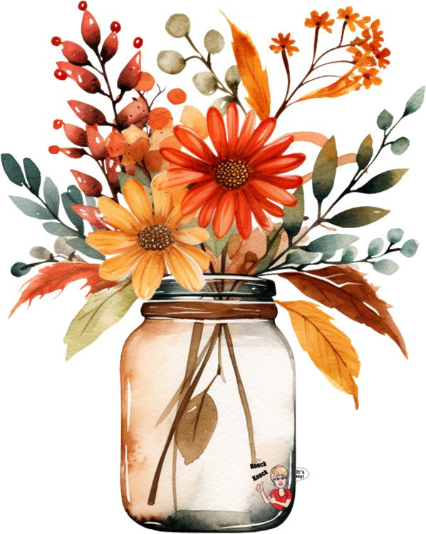 Pillow Cover- Holiday/Events- Fall- Single Jar Fall Flowers