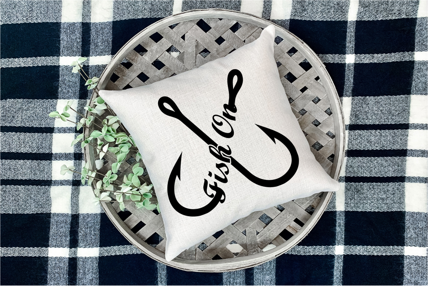 Pillow Cover- Lake/Beach- Fish ON