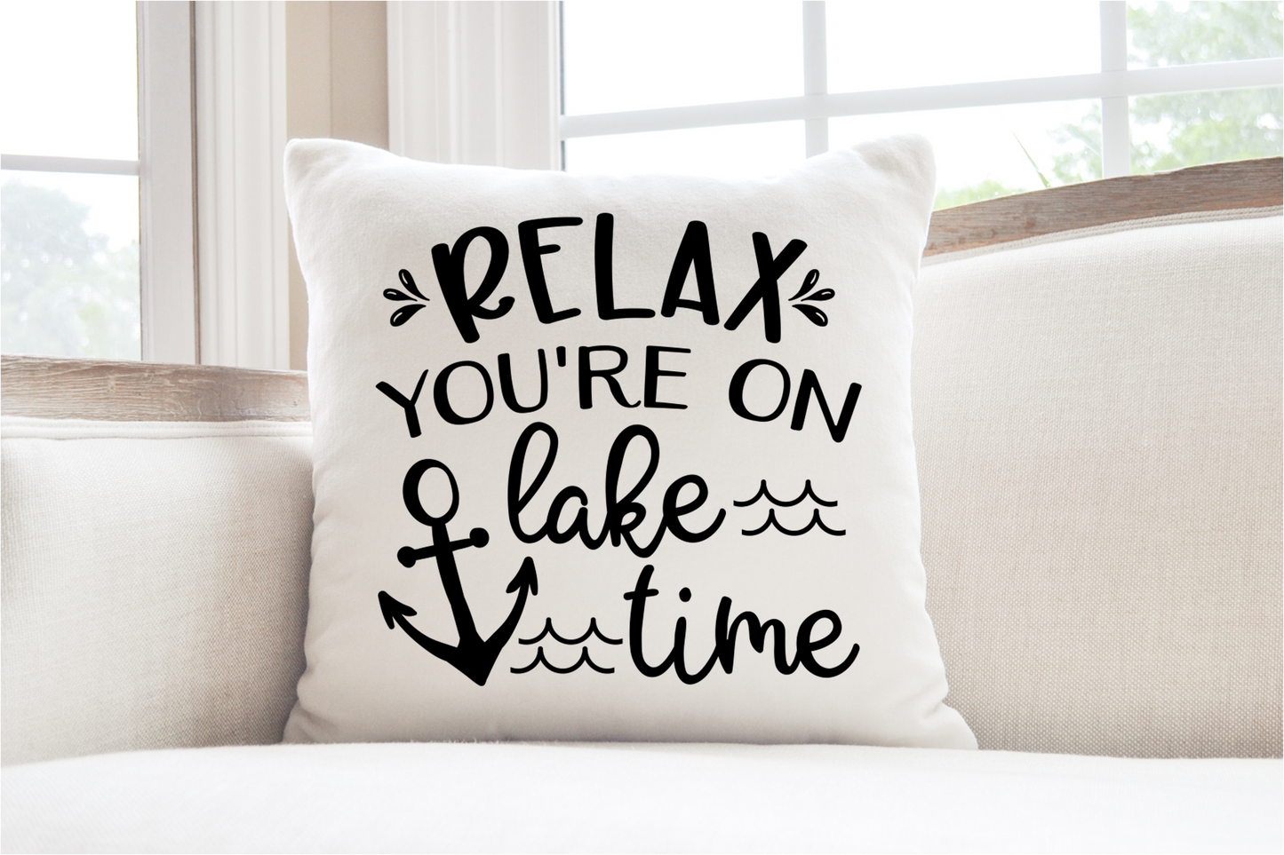 Pillow Cover- Lake/Beach- Relax You're On Lake Time
