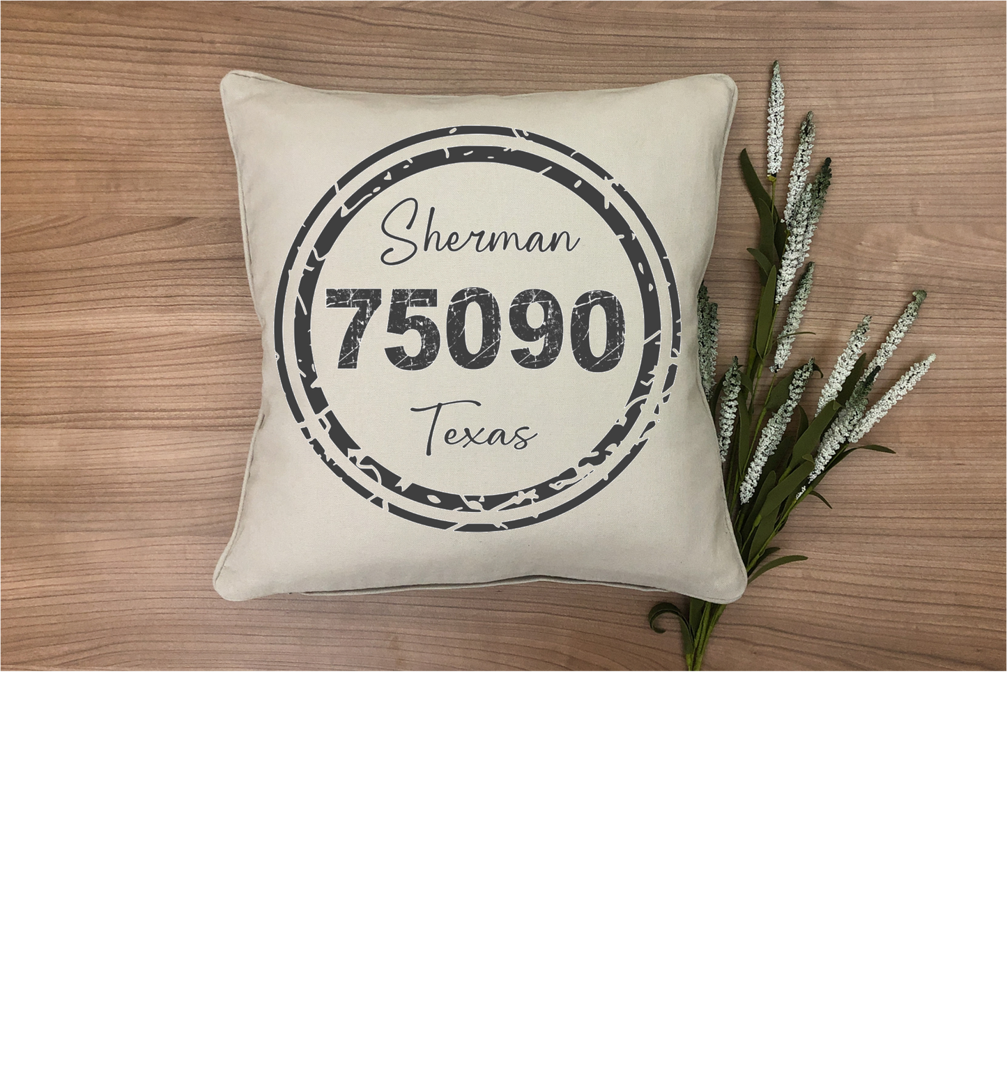 Pillow Cover- State/City- Custom Circle zip code with City and State