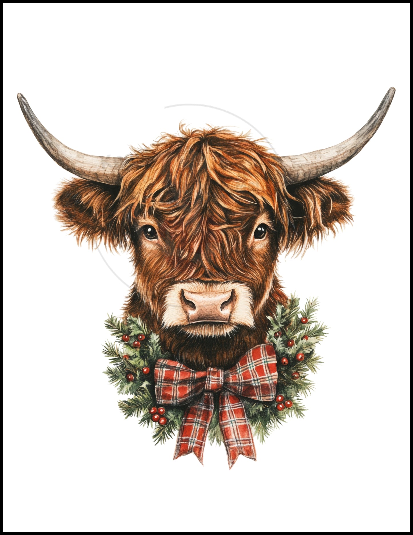 Prints- Seasonal- Christmas- 16 x 20 Vertical Print Board- Cow Wreath Cattle Comp-#10