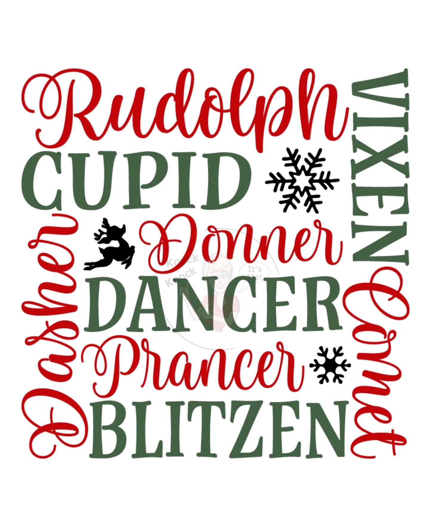 Prints- Seasonal- Christmas- 16 x 20 Vertical Print Board-Reindeer Names- #13