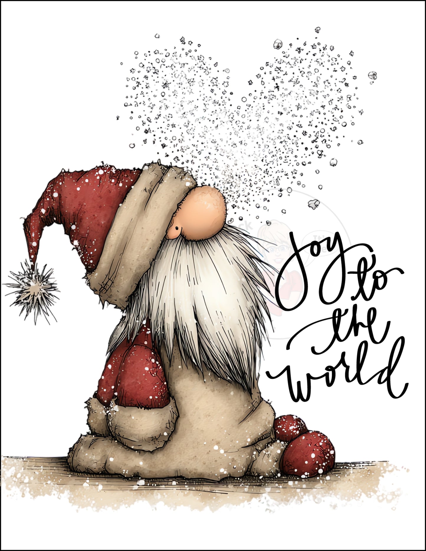 Prints- Seasonal- Christmas- 16 x 20 Vertical Print Board- Joy To The World Santa-#7