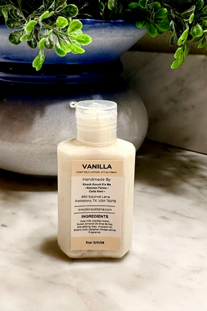 Goat Milk Lotion- 2 oz Bottle- Vanilla Bean