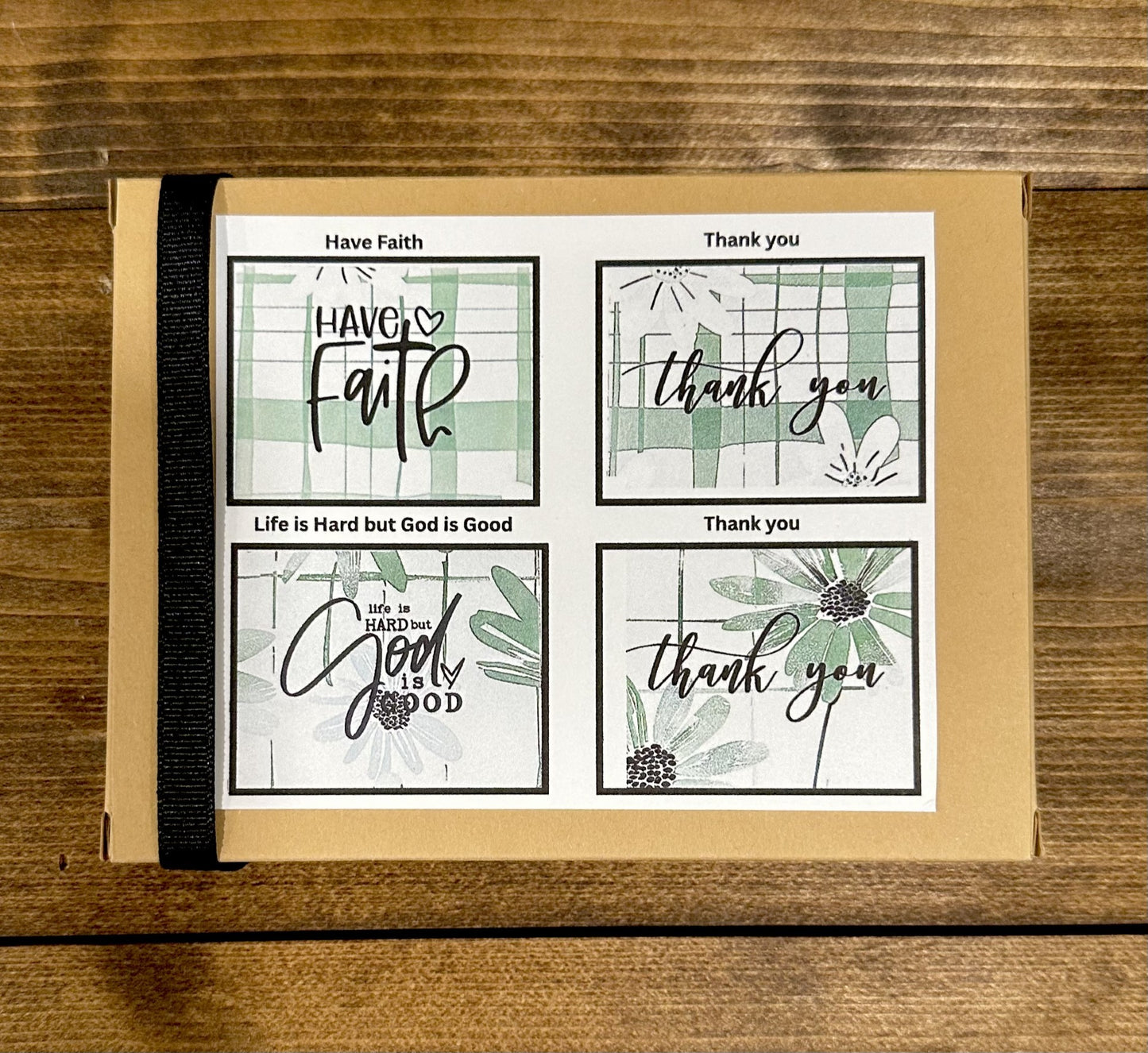 Greeting Cards- Thank you Notes & Cards-Thank you-Have Faith-Life is Hard but God is Good-Green