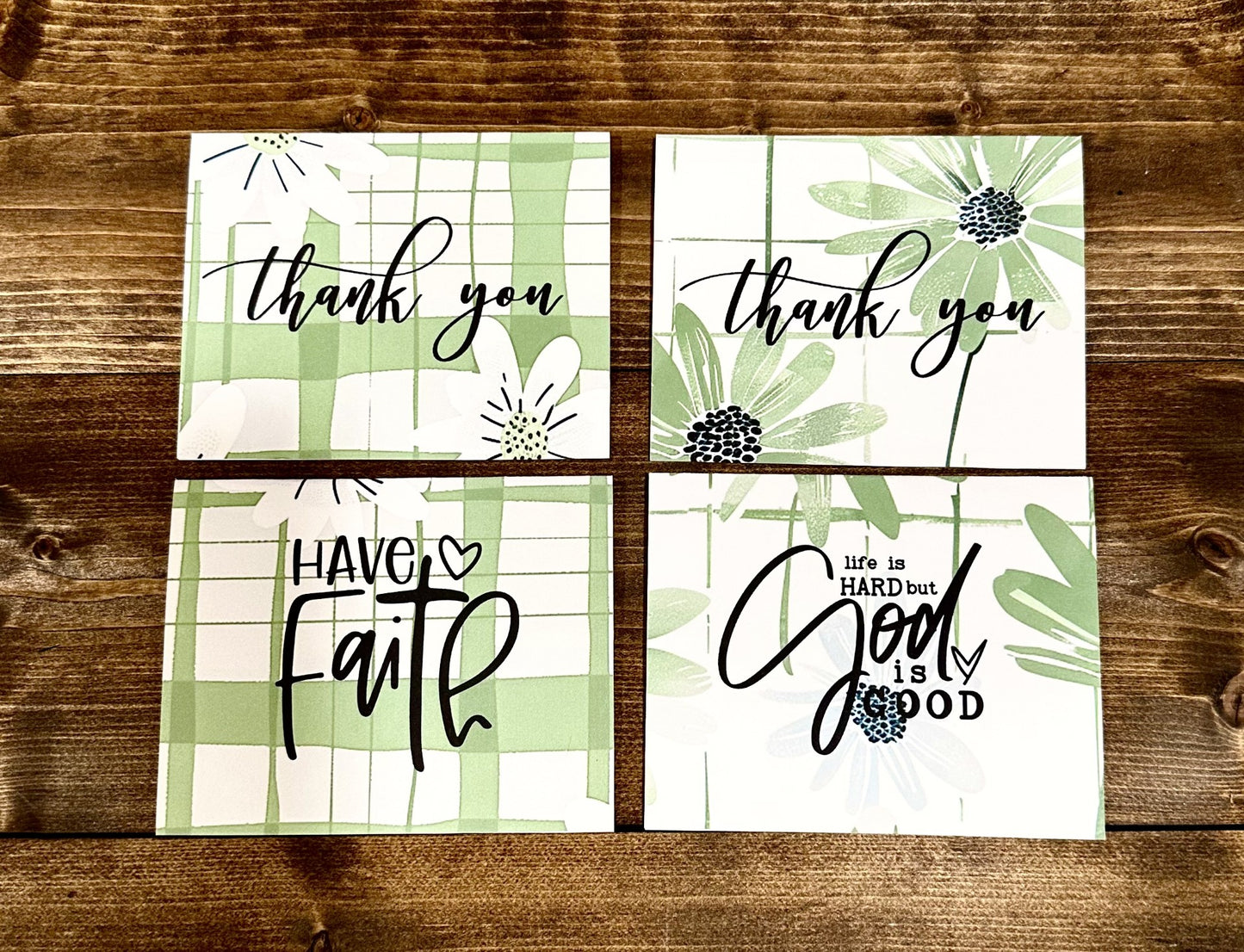 Greeting Cards- Thank you Notes & Cards-Thank you-Have Faith-Life is Hard but God is Good-Green
