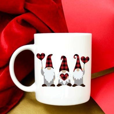 Coffee Mug- Holidays/Events- Valentine's Day- 3 Gnomes Red Plaid