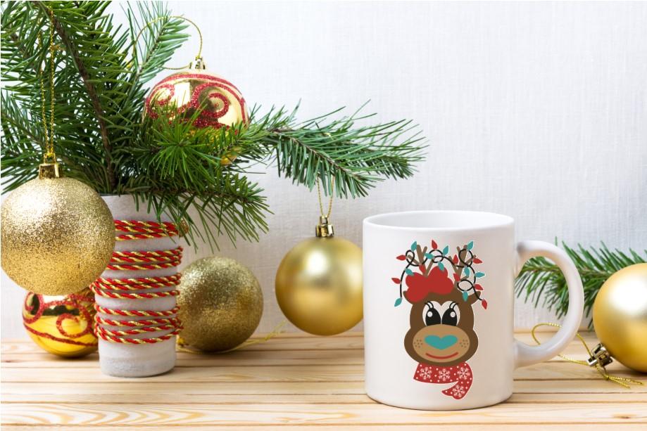 Coffee Mug- Holidays/Events- Christmas- Reindeer Girl with Christmas Lights