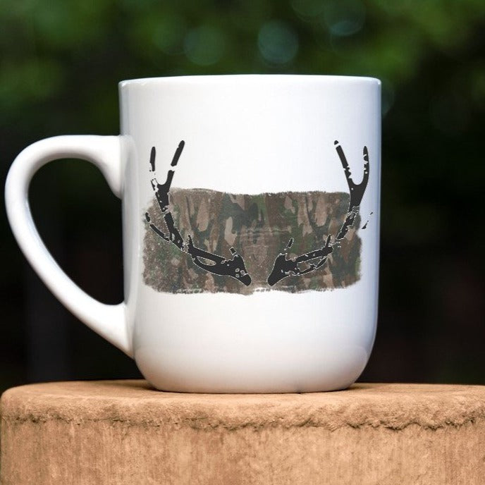 Coffee Mug- Hunting- Camo and Deer Antlers