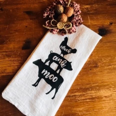 Tea Towel- Farmhouse- Cluck Oink and Moo