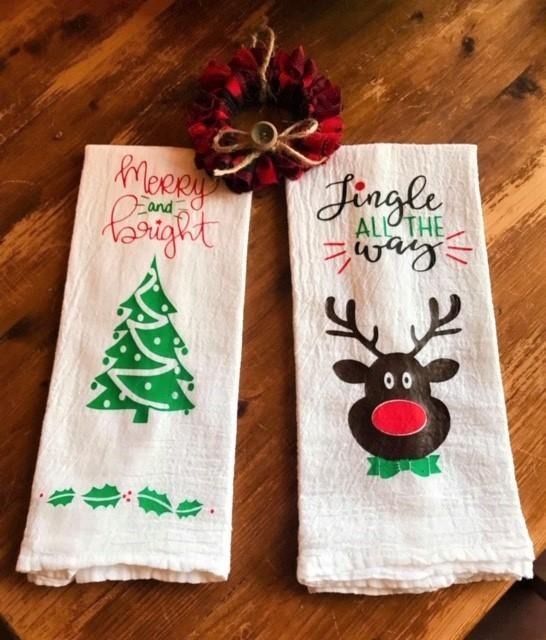 Tea Towel- Holidays/Events- Christmas- Merry and Bright, Jingle All The Way