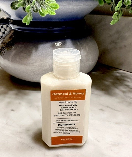Goat Milk Lotion- 2 oz Bottle- Oatmeal & Honey