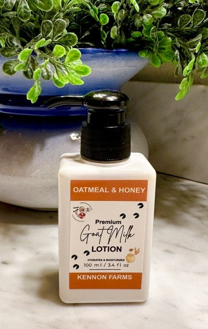 Goat Milk Lotion- 3.4 oz Bottle- Oatmeal & Honey