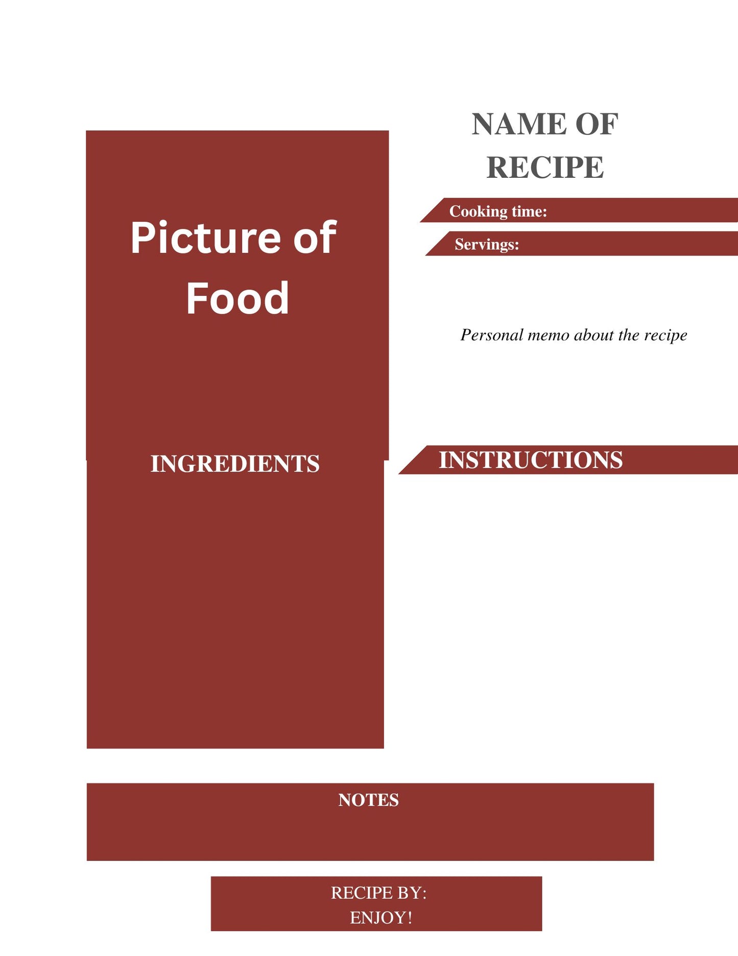 Cookbook- Custom- 0-50 Recipe Pages-SAMPLE 2- MILLER