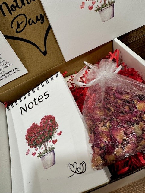Mother's Day Gift Box- 5 Bottles of Goat Milk Lotion-Notepad- and Rose Petal Sachet