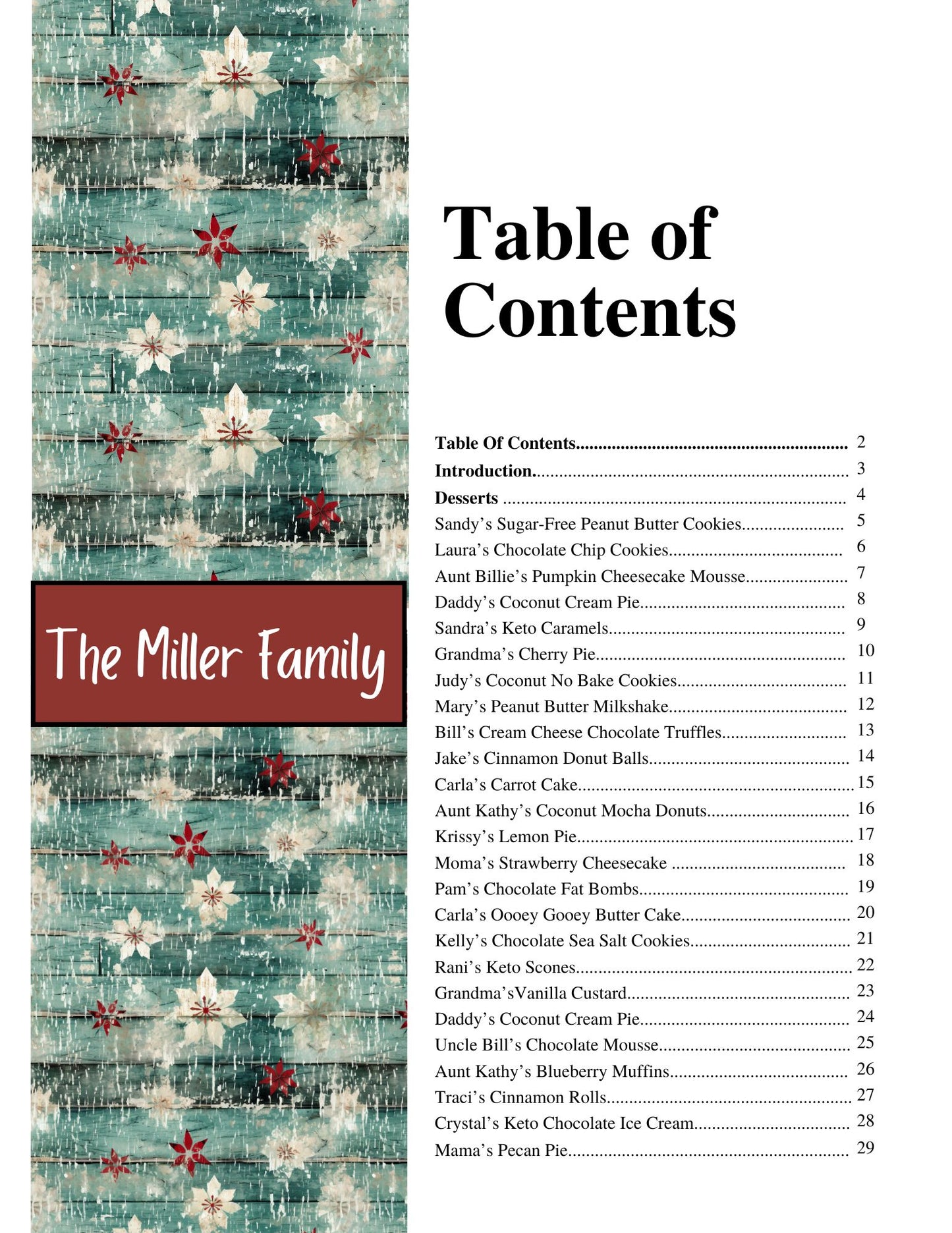 Cookbook- Custom- 51-75 Recipe Pages - SAMPLE2- MILLER