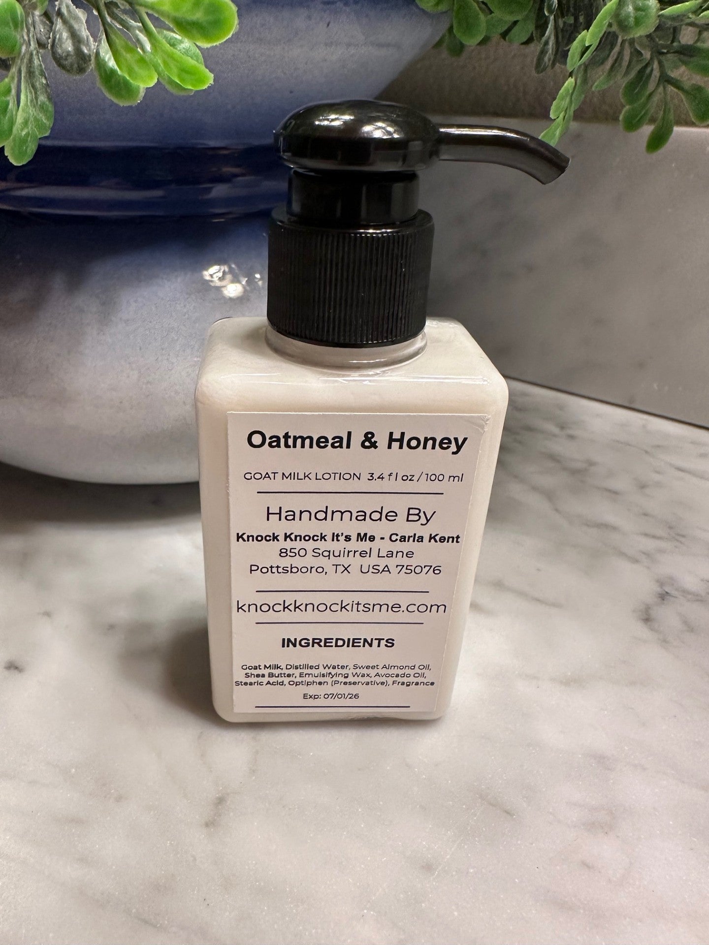 Goat Milk Lotion- 3.4 oz Bottle- Oatmeal & Honey