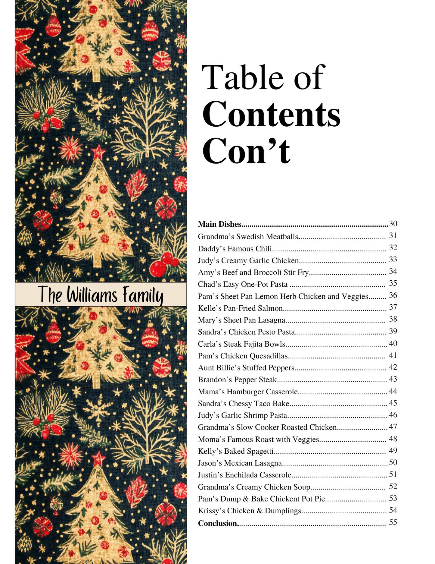 Cookbook- Custom- 76-100 Recipes Pages- SAMPLE 5- WILLIAMS