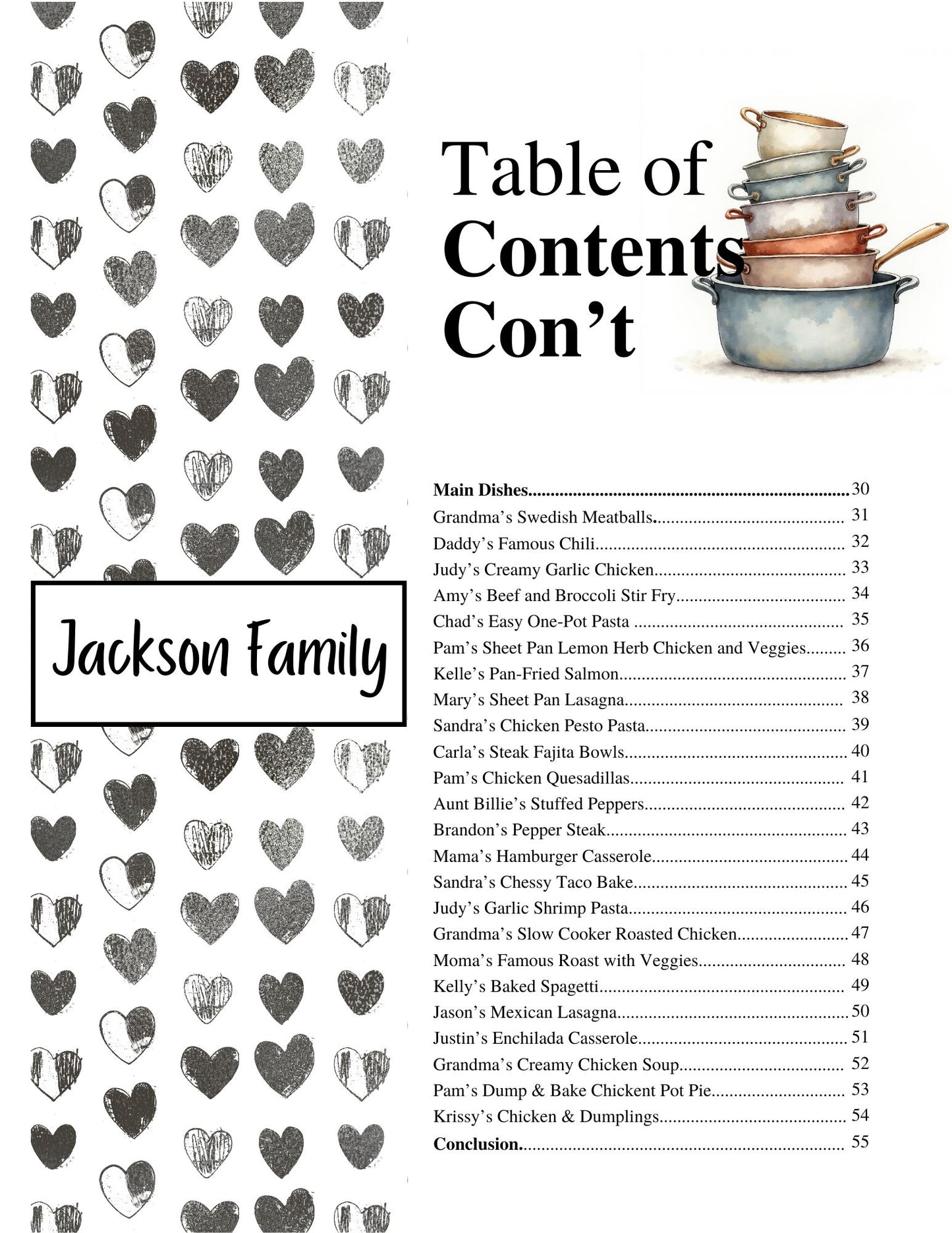 Cookbook- Custom- 76-100 Recipe Pages- SAMPLE 4- JACKSON