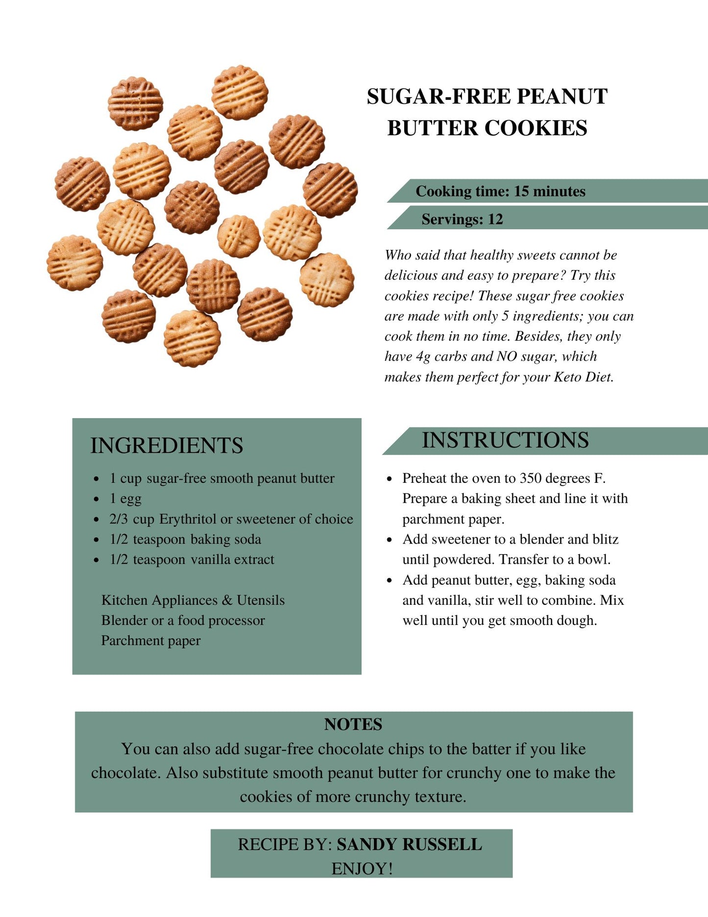 Cookbook- Custom- 51-75 Recipe Pages- SAMPLE 6- RUSSELL