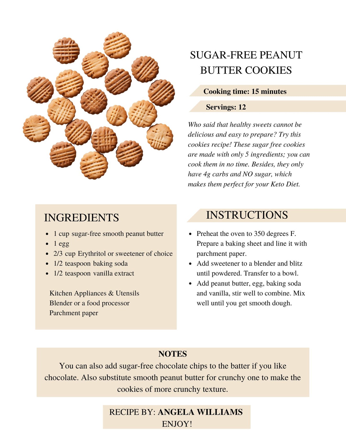 Cookbook- Custom- 76-100 Recipes Pages- SAMPLE 5- WILLIAMS