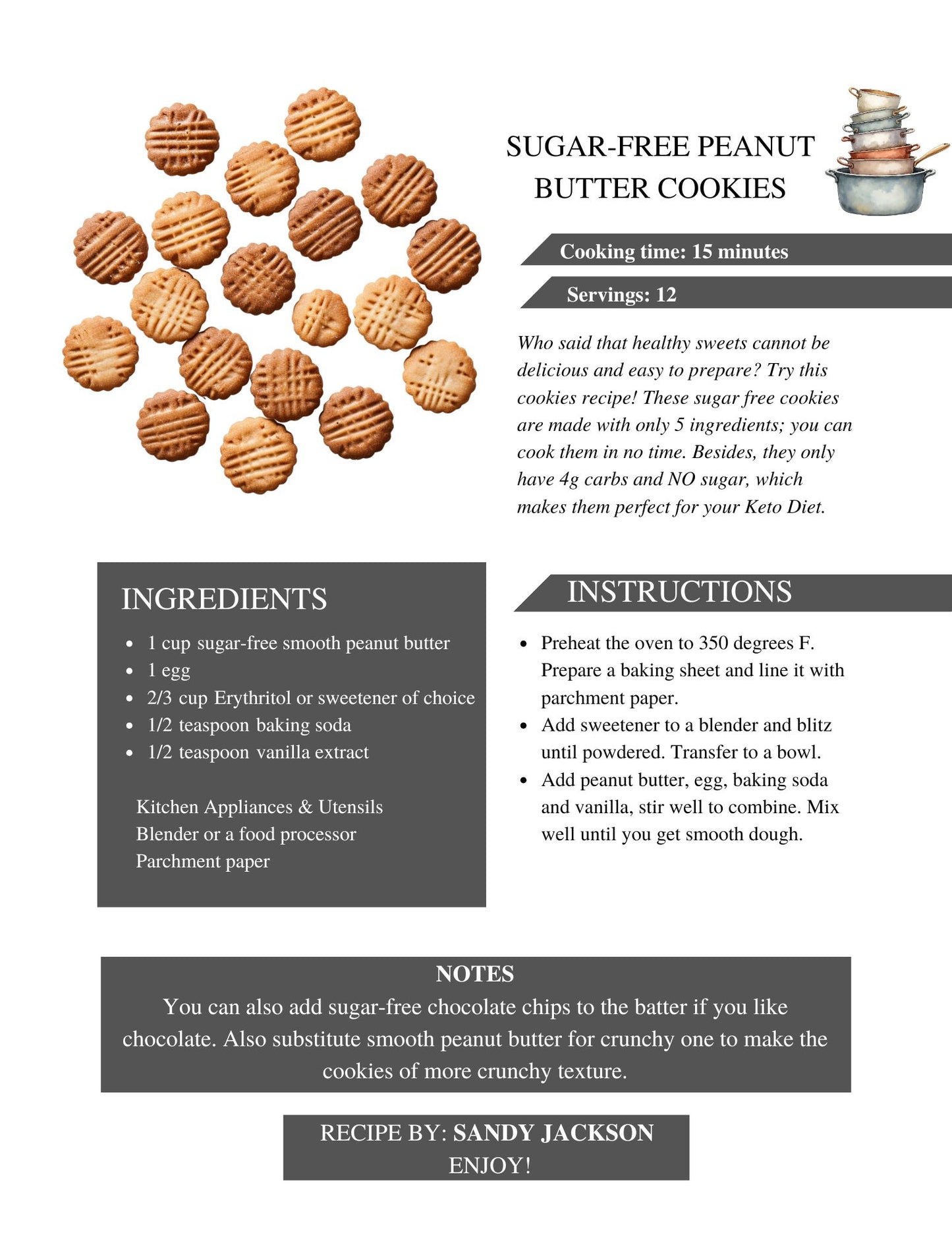 Cookbook- Custom- 76-100 Recipe Pages- SAMPLE 4- JACKSON