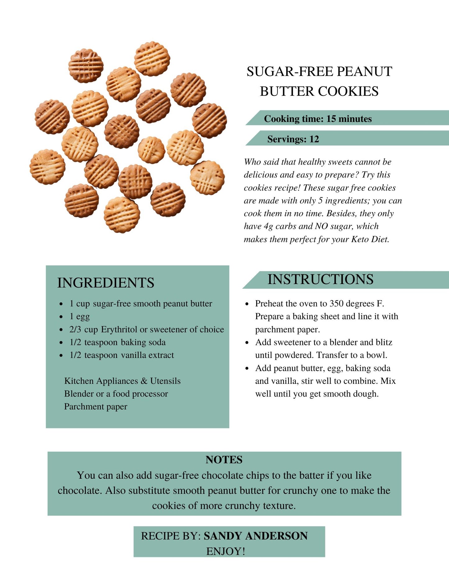 Cookbook- Custom- 76-100 Recipe Pages- SAMPLE 3- ANDERSON