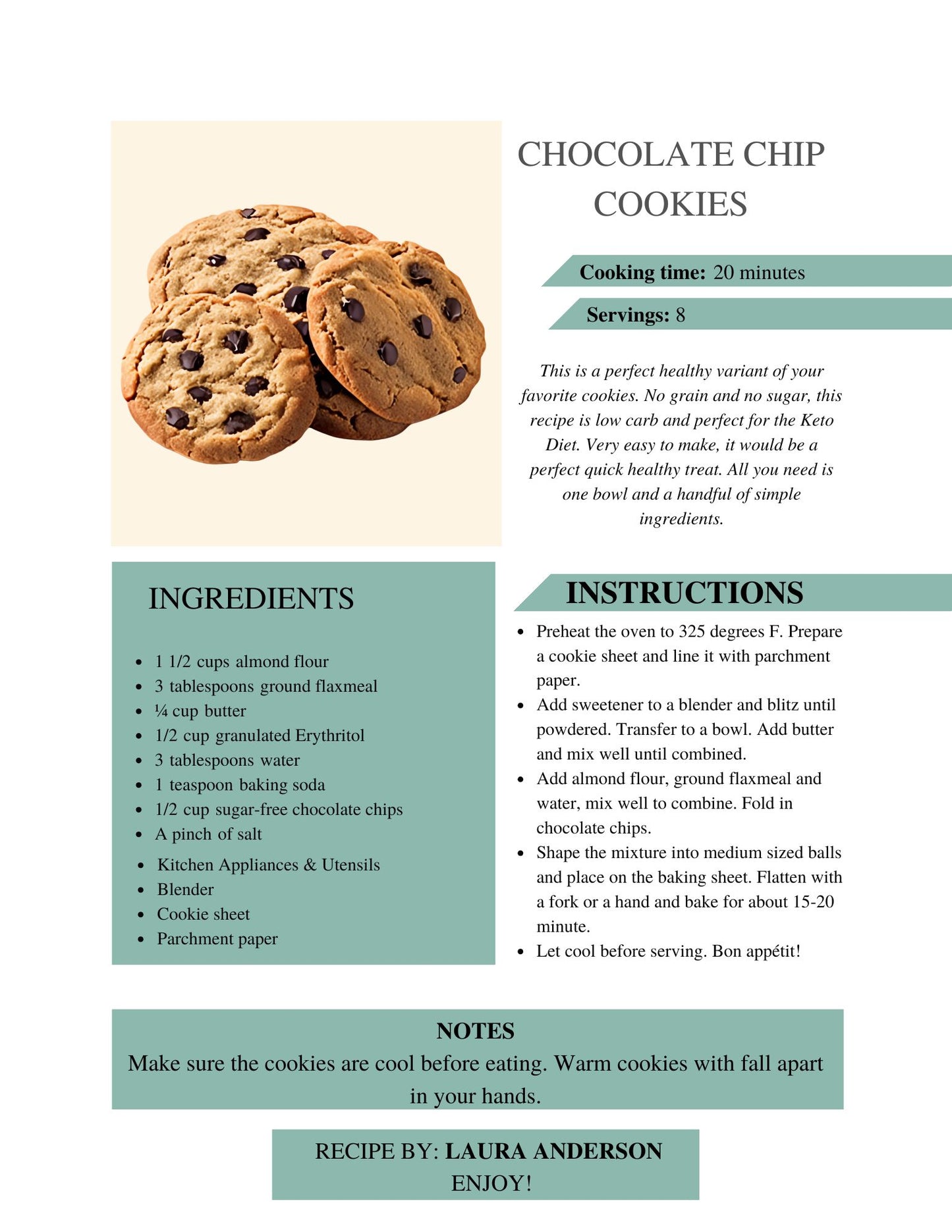 Cookbook- Custom- 76-100 Recipe Pages- SAMPLE 3- ANDERSON