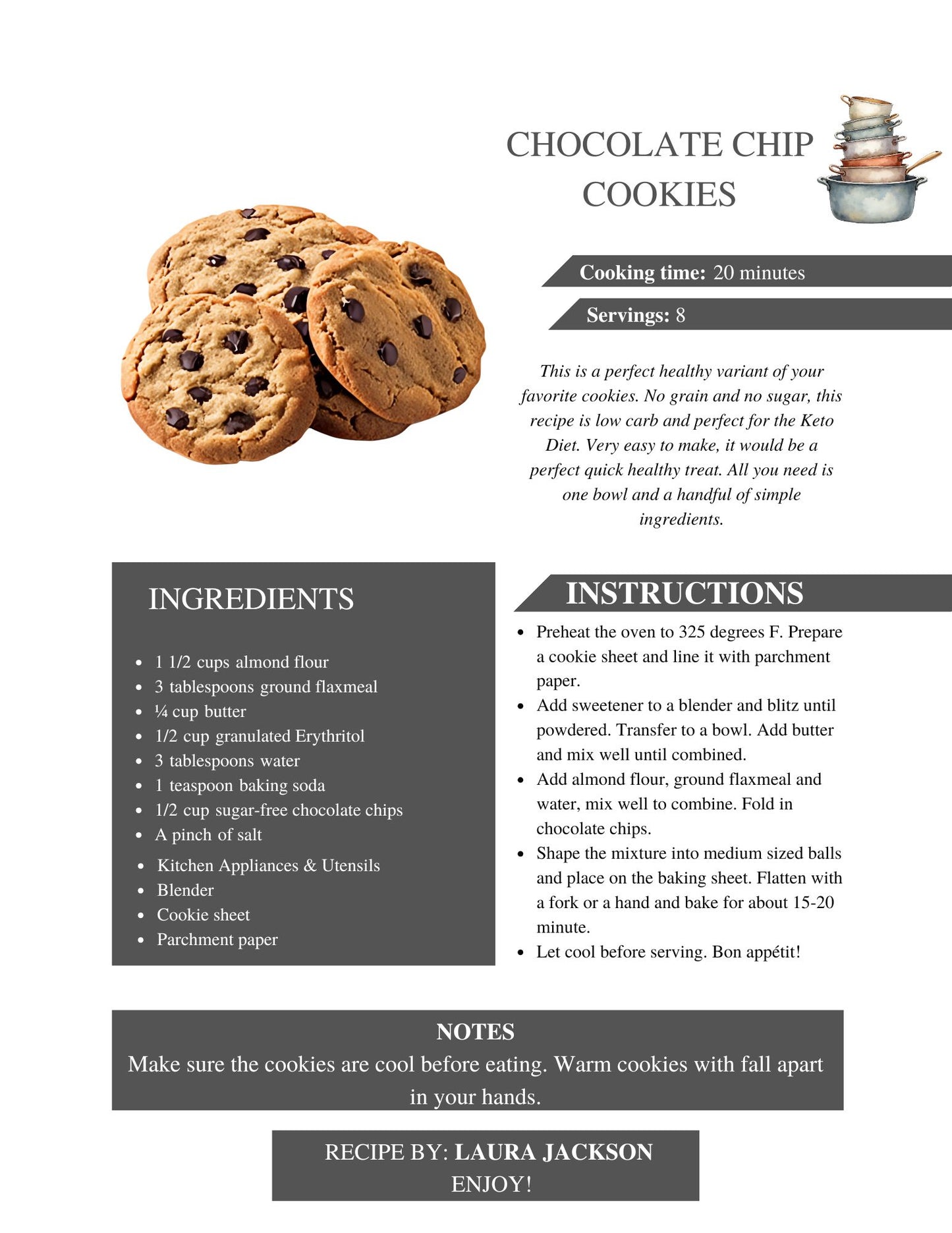 Cookbook- Custom- 76-100 Recipe Pages- SAMPLE 4- JACKSON