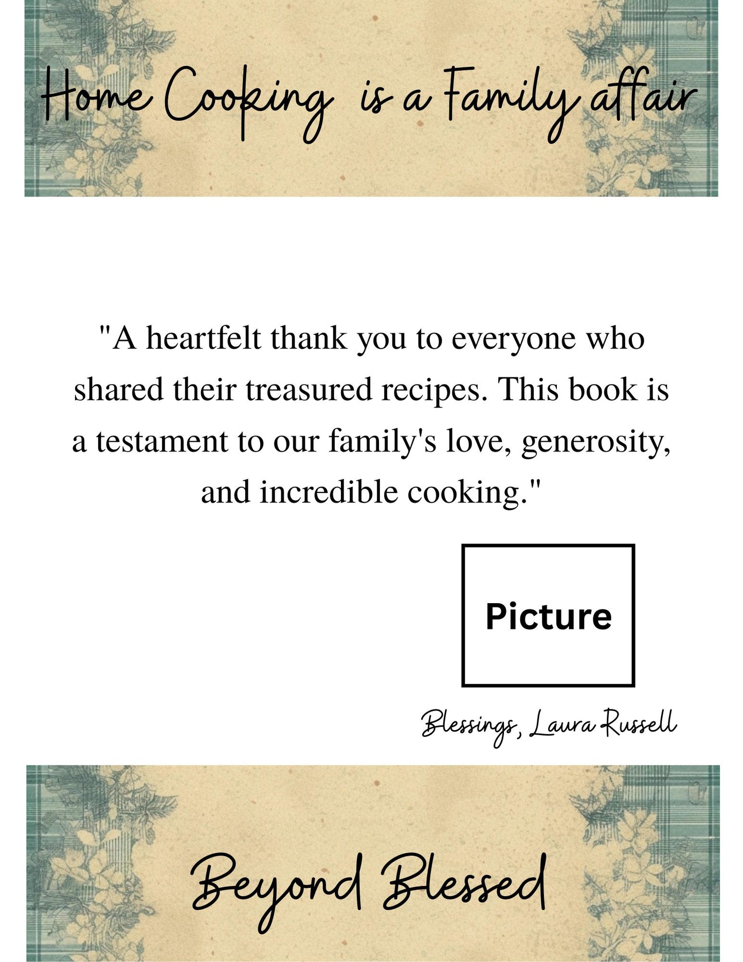 Cookbook- Custom- 51-75 Recipe Pages- SAMPLE 6- RUSSELL