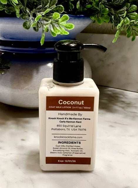 Goat Milk Lotion- 3.4 oz Bottle- Coconut