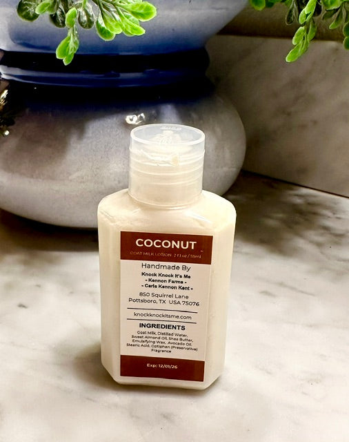 Goat Milk Lotion- 2 oz Bottle- Coconut