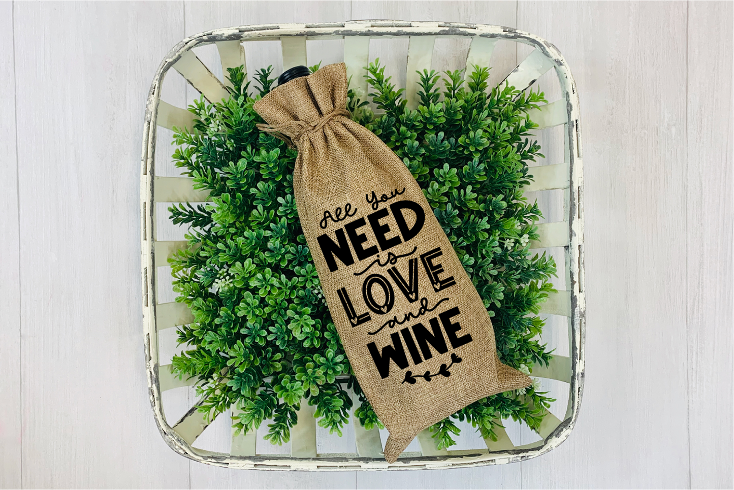 Wine Bag- All you NEED is LOVE and Wine BLACK-114