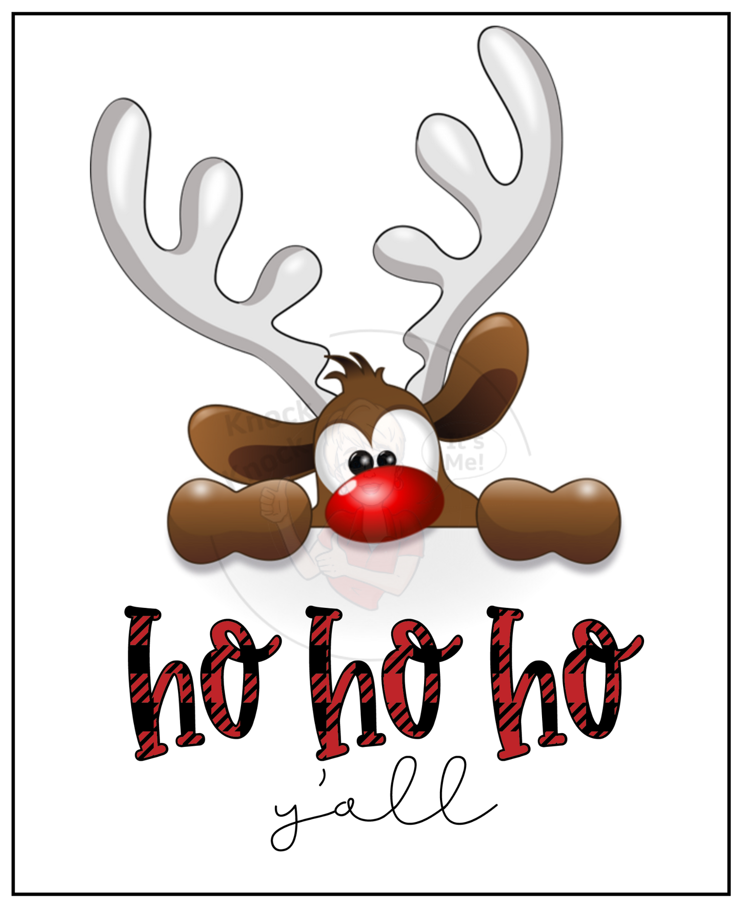 Prints- Seasonal- Christmas- 16 x 20 Vertical Print Board- Ho Ho Ho Ya'll with Reindeer-#2