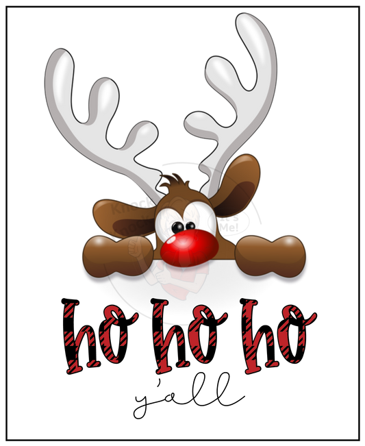 Prints- Seasonal- Christmas- 16 x 20 Print Board- Ho Ho Ho Ya'll with Reindeer