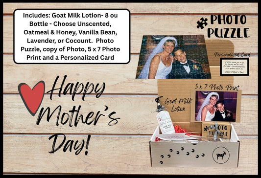 Mother's Day GIft Box- Goat Milk Lotion-Photo Puzzle-5 x 7 Photo Pring
