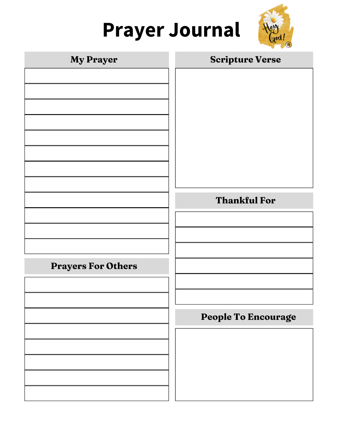 Journal - My Daily Prayer - Hey God