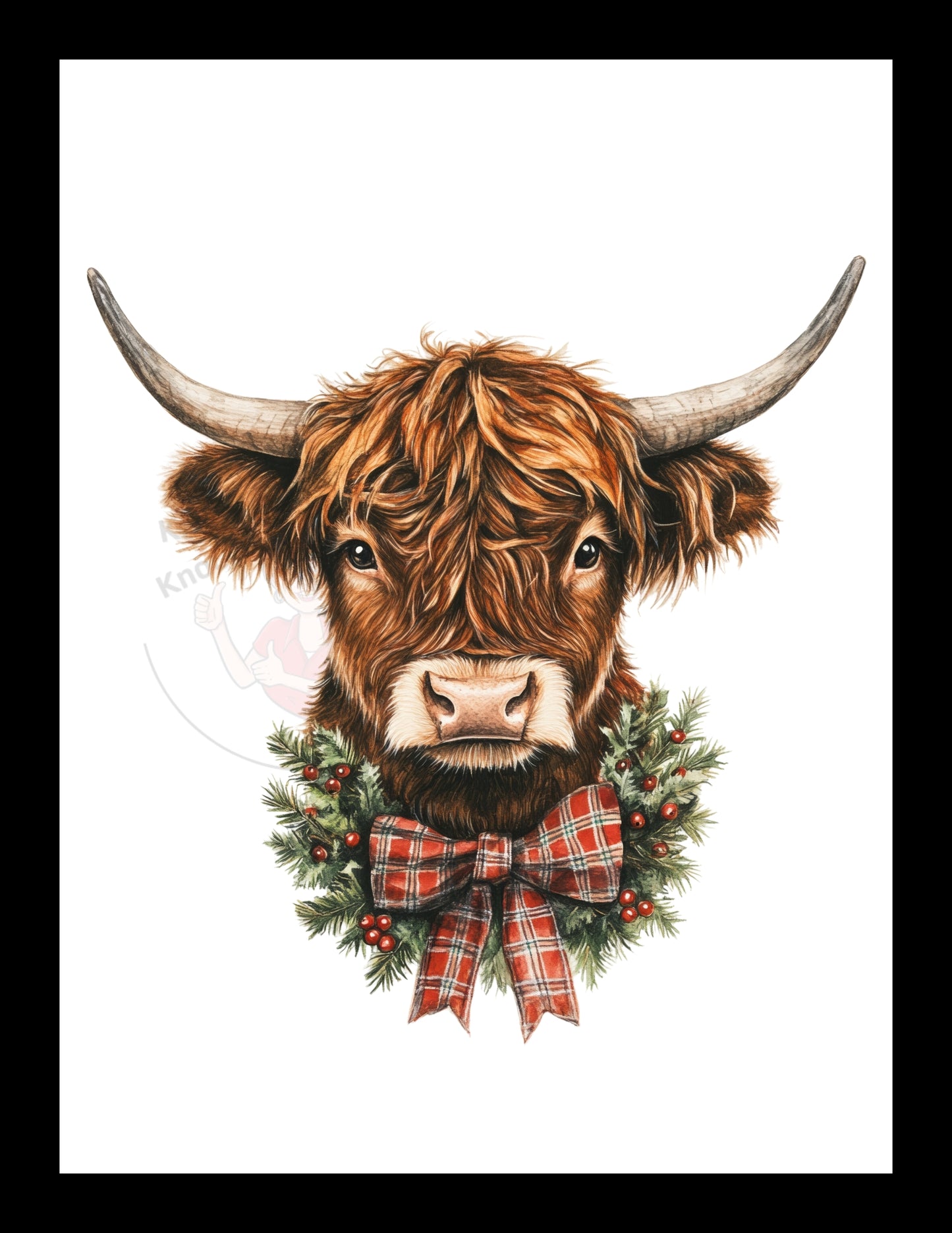 Prints- Seasonal- Christmas- 16 x 20 Vertical Print Board- Cow Wreath Cattle Comp-#10