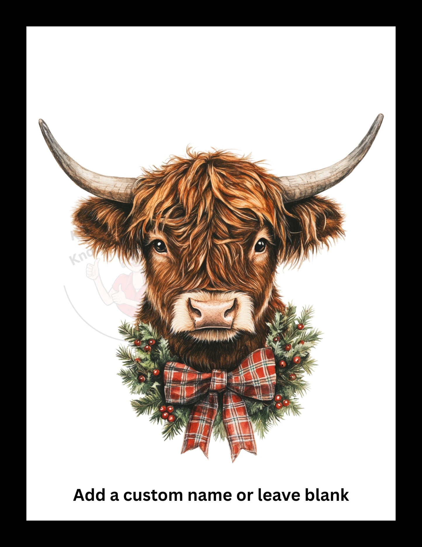 Prints- Seasonal- Christmas- 16 x 20 Vertical Print Board- Cow Wreath Cattle Comp-#10