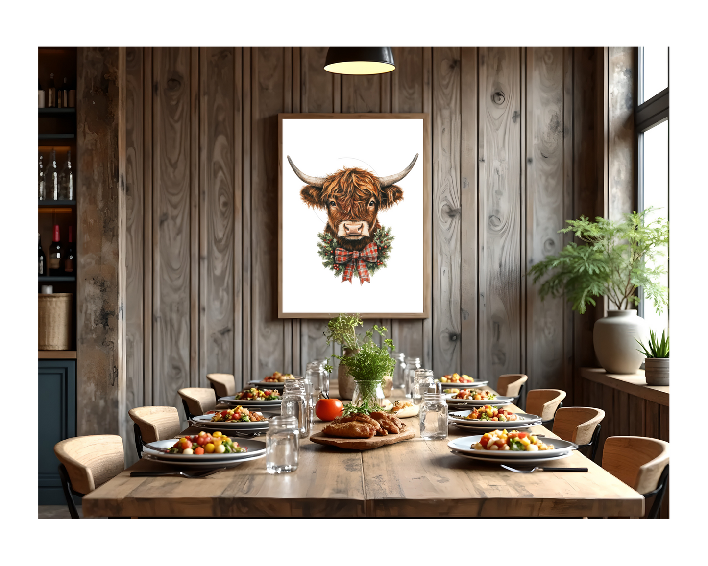 Prints- Seasonal- Christmas- 16 x 20 Vertical Print Board- Cow Wreath Cattle Comp-#10