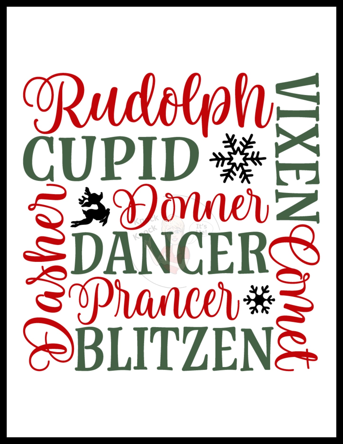 Prints- Seasonal- Christmas- 16 x 20 Vertical Print Board-Reindeer Names- #13