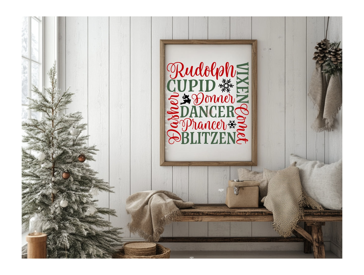 Prints- Seasonal- Christmas- 16 x 20 Vertical Print Board-Reindeer Names- #13