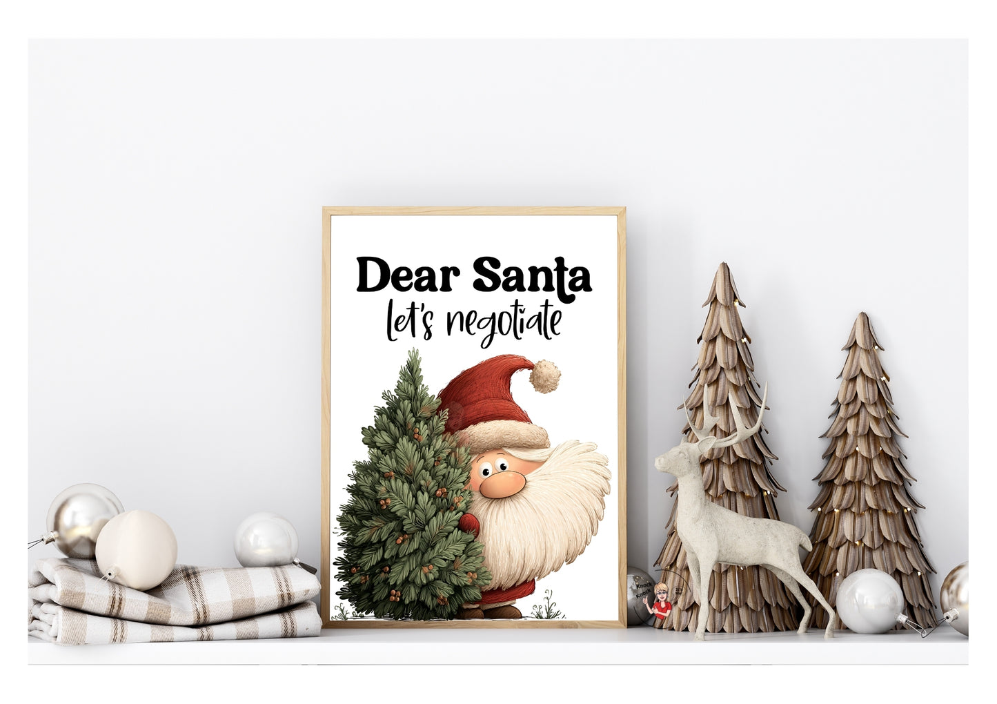 Prints- Seasonal- Christmas- 16 x 20- Vertical Individual Print Board- Santa Negotiate-#14