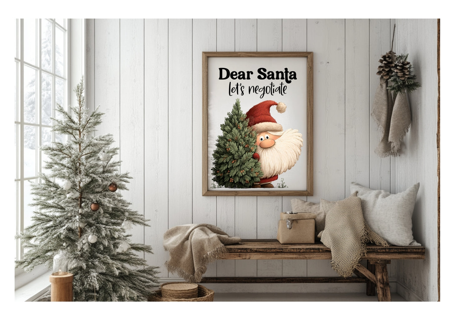 Prints- Seasonal- Christmas- 16 x 20- Vertical Individual Print Board- Santa Negotiate-#14