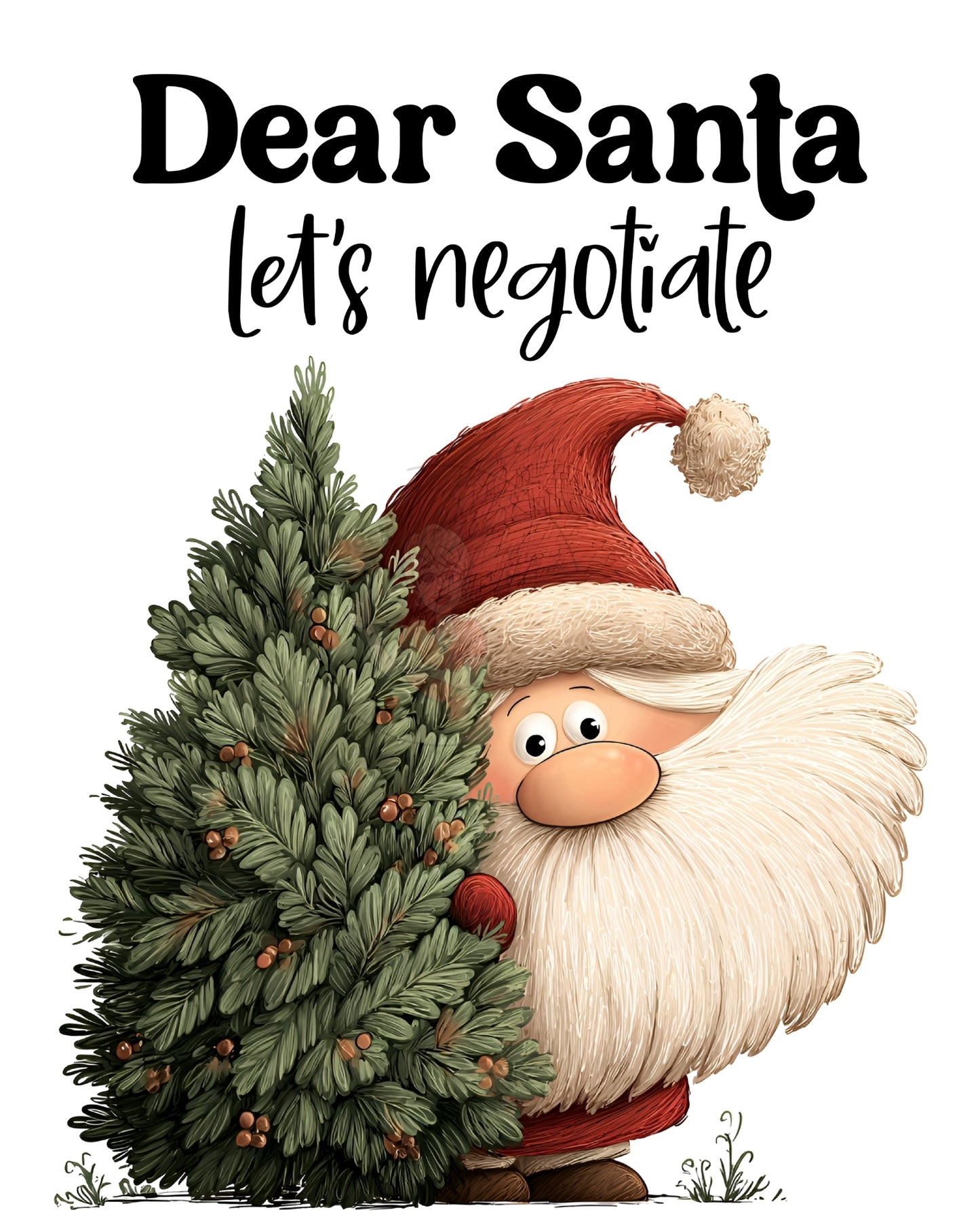 Prints- Seasonal- Christmas- 16 x 20- Vertical Individual Print Board- Santa Negotiate-#14