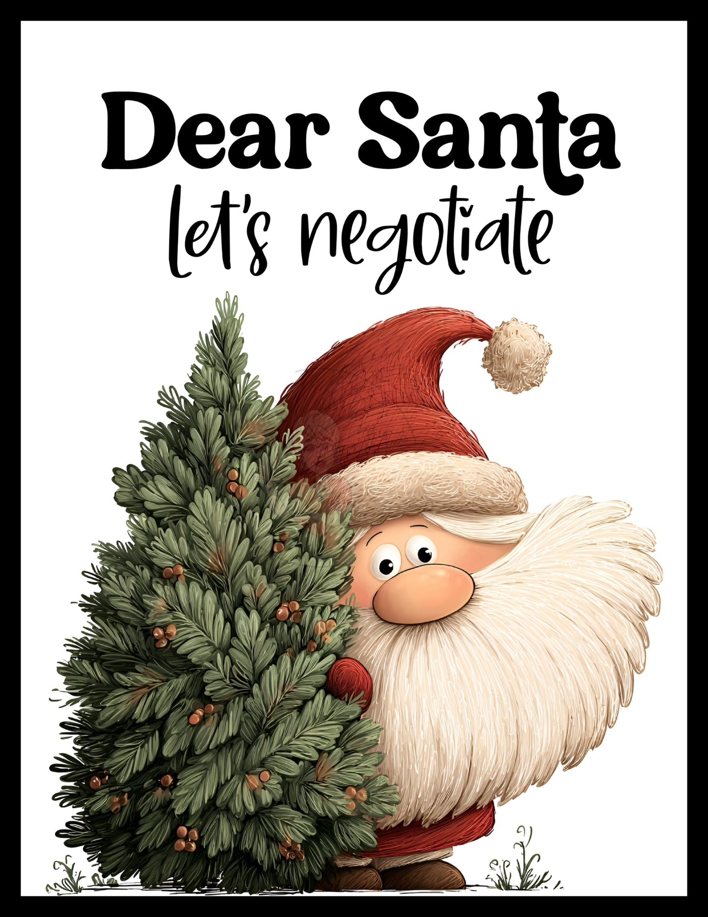 Prints- Seasonal- Christmas- 16 x 20- Vertical Individual Print Board- Santa Negotiate-#14